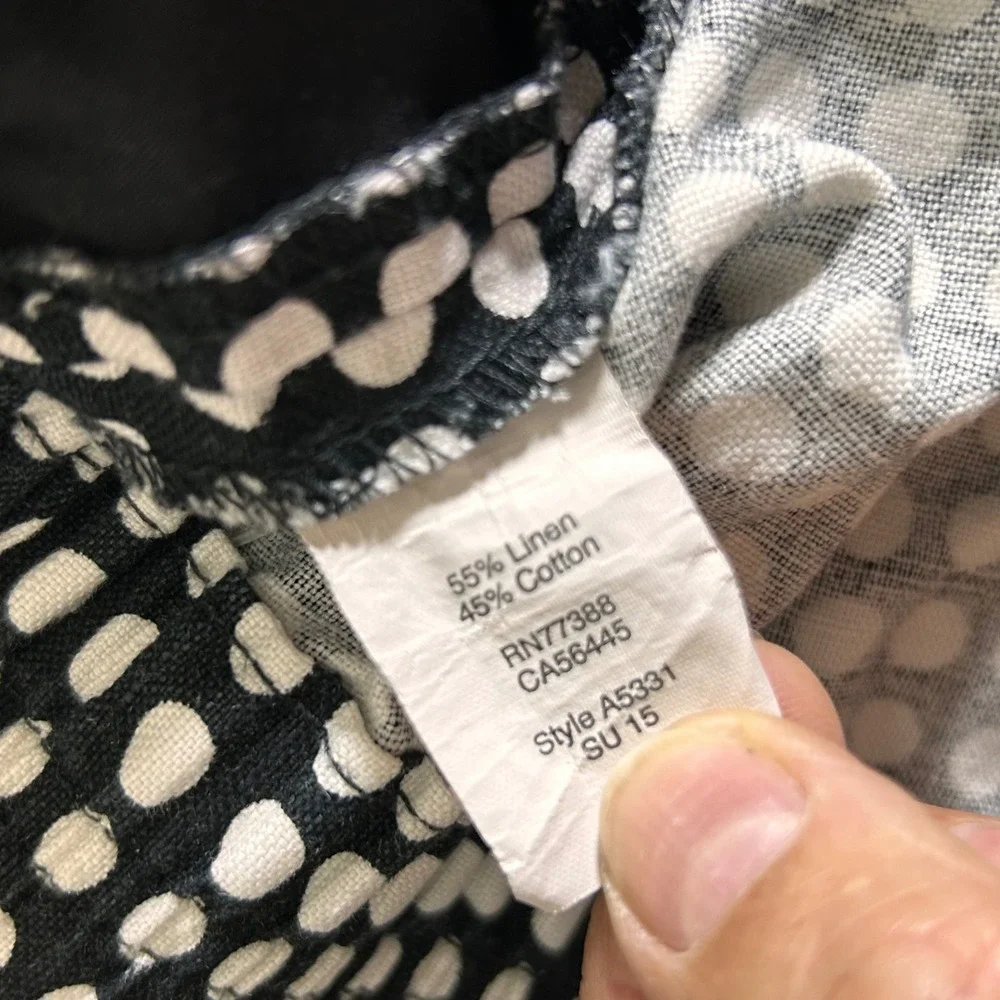 J.Crew Shorts Womens 8 Black Polka Dot Linen Cotton High Rise Preppy Retro‎